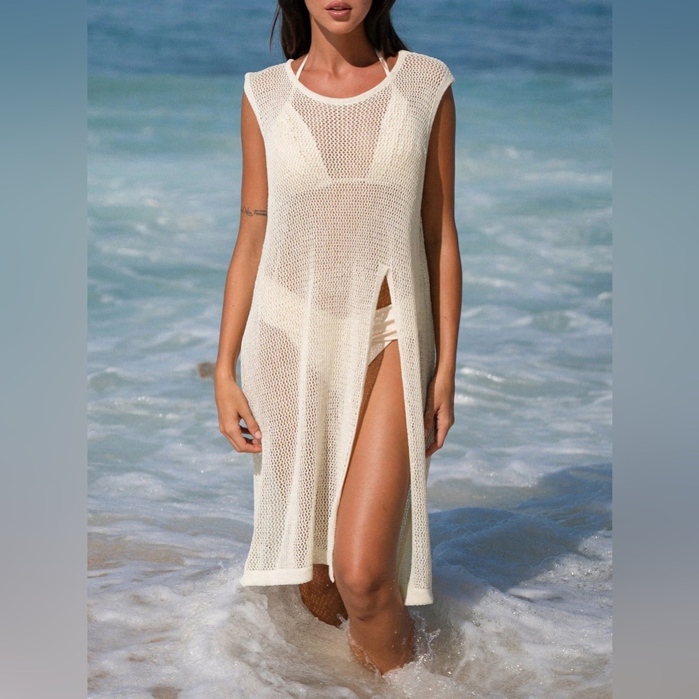 Berlook Beige Round Neck Cover-up Dress